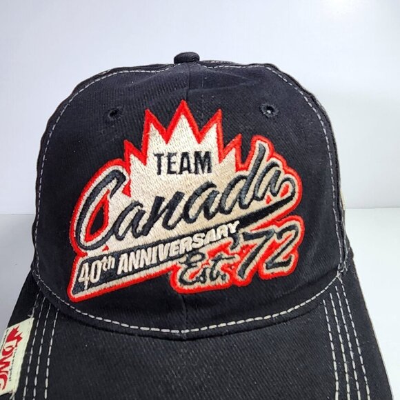 Team Canada 40th Anniversary Hat Cap Russia 2014 Hockey Hook & Loop Black - Picture 2 of 9